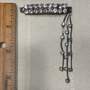 Elegant Silver Crystal Dangle Brooch